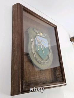 WWII U. S. Army Air Corps Tactical School Framed Heavy Brass Wall Crest Sheild