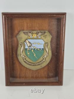WWII U. S. Army Air Corps Tactical School Framed Heavy Brass Wall Crest Sheild