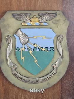 WWII U. S. Army Air Corps Tactical School Framed Heavy Brass Wall Crest Sheild