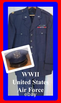 WWII U. S. Army Air Force Major Dress Blues Uniform Coat-Trousers-Pilot Wings-Pin
