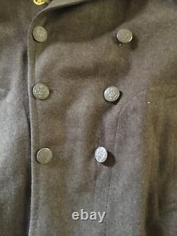 WWII U. S. Army Air Force Military Officer's Long Wool Olive Jacket Coat