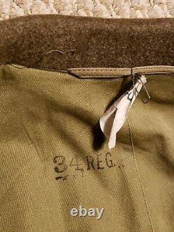 WWII U. S. Army Air Force Sergeant Military Officer's Long Wool Olive Jacket Coat