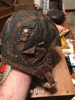 WWII U. S. Army Air Force, Type B-6 Leather Flying Helmet Extra Large Sheepskin