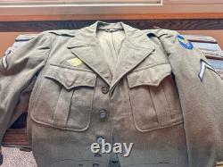 WWII U. S. Army Air Forces Named to PFC E. Vaux (Jacket. Flag. Musette Bag)