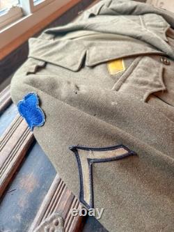 WWII U. S. Army Air Forces Named to PFC E. Vaux (Jacket. Flag. Musette Bag)