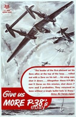 WWII U. S. Army Air Forces P-38 Lightning 1944 Production Poster Print Art