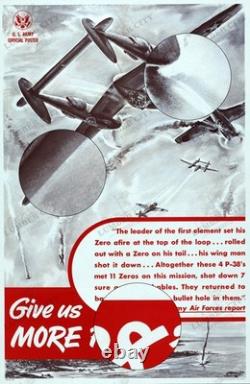 WWII U. S. Army Air Forces P-38 Lightning 1944 Production Poster Print Art