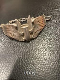 WWII U. S. Army Sterling 3 Inch Pin Bracelet & Chain Air Corp Bomb Group Curved