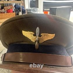 WWII Us Army, Air Force Aviation Cadet Visor Cap With Propeller Insignia