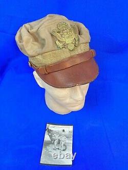 WWII WW2 Army Air Corps Pilot Officer's Crusher Hat Flighter by Bancroft withPhoto