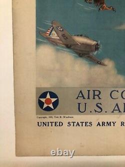WWII WW2 Original War Poster Wings Over America US Army Air Corps Recruiting