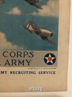 WWII WW2 Original War Poster Wings Over America US Army Air Corps Recruiting