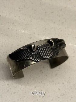 WWII WW2 USAF Army Air force Sterling Pilots 3 Wings Nickel Cuff Band