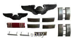 WWII WW2 US AAF Army Air Force Navigator Wings 3 Sterling + Mini + Rank Devices