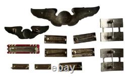 WWII WW2 US AAF Army Air Force Navigator Wings 3 Sterling + Mini + Rank Devices