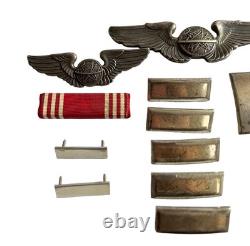 WWII WW2 US AAF Army Air Force Navigator Wings 3 Sterling + Mini + Rank Devices