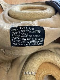 WWII WW2 US Army Air Force Type A-11 Leather Flight Helmet Cap Large