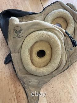 WWII WW2 US Army Air Force Type A-11 Leather Flight Helmet Cap Large