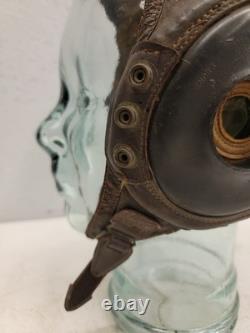 WWII WW2 US Army Air Force Type A-11 Leather Flight Helmet Cap Medium