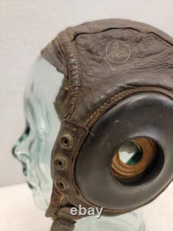 WWII WW2 US Army Air Force Type A-11 Leather Flight Helmet Cap Medium