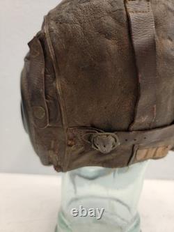 WWII WW2 US Army Air Force Type A-11 Leather Flight Helmet Cap Medium