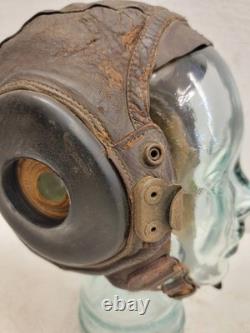 WWII WW2 US Army Air Force Type A-11 Leather Flight Helmet Cap Medium