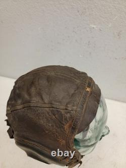 WWII WW2 US Army Air Force Type A-11 Leather Flight Helmet Cap Medium