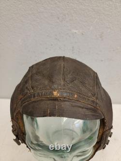 WWII WW2 US Army Air Force Type A-11 Leather Flight Helmet Cap Medium