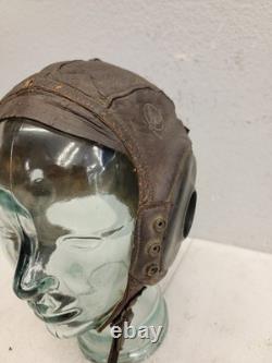 WWII WW2 US Army Air Force Type A-11 Leather Flight Helmet Cap Medium
