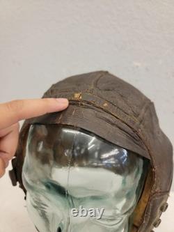 WWII WW2 US Army Air Force Type A-11 Leather Flight Helmet Cap Medium