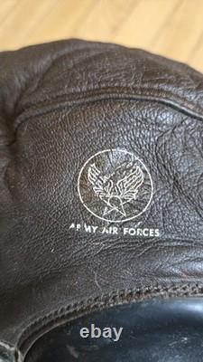 WWII WW2 US Army Air Force Type A-11 Leather Flight Helmet Medium
