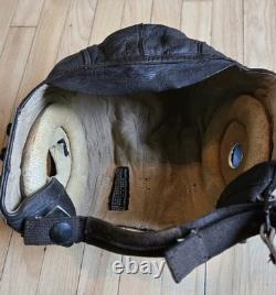 WWII WW2 US Army Air Force Type A-11 Leather Flight Helmet Medium