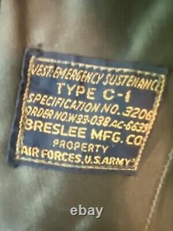 WWII World War 2 II US Army Air Corp Force C-1 Survival Vest With Holster