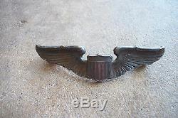 WWII rare named sterling pilot wings pin A. E. Co US Army Air Corps