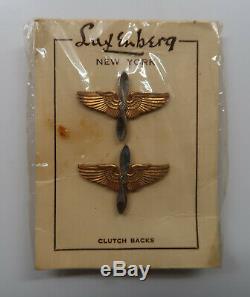 WWII uniform collar device US Army pin USAF Air Corp force USAC Luxenberg pair