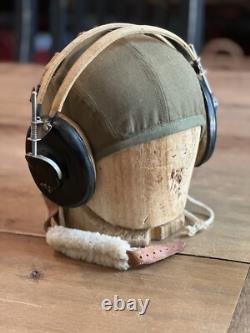 WW 2 Army Air Corps Type A-9 Summer Flying Helmet And ANB H1 Headset