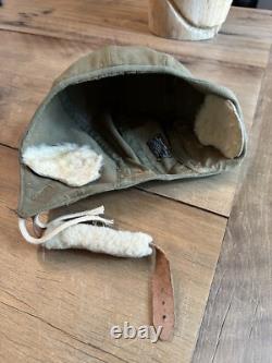 WW 2 Army Air Corps Type A-9 Summer Flying Helmet And ANB H1 Headset