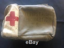 WW 2 II US Army Air Force Aeronautic First Aid Kit Green Hand Painted Red Cross