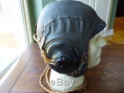 WW 2 US ARMY AIR CORPS A-11 LEATHER FLYING HELMET RARE EXTRA LARGE WithRECEIVERS