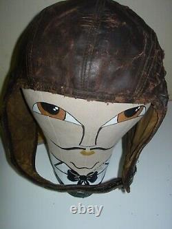 WW 2 WW 11 Pilot Leather helmet w AN-6530 Army Air Corps Forces Pilot Goggles