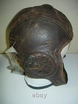 WW 2 WW 11 Pilot Leather helmet w AN-6530 Army Air Corps Forces Pilot Goggles