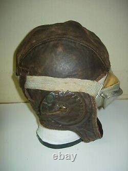 WW 2 WW 11 Pilot Leather helmet w AN-6530 Army Air Corps Forces Pilot Goggles