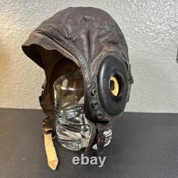 WW II ARMY AIR FORCES TYPE A-11 LEATHER FLYING HELMET-SELBY SHOE CO Size large