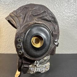 WW II ARMY AIR FORCES TYPE A-11 LEATHER FLYING HELMET-SELBY SHOE CO Size large