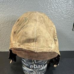 WW II ARMY AIR FORCES TYPE A-11 LEATHER FLYING HELMET-SELBY SHOE CO Size large