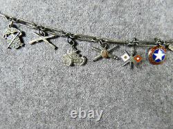 WW II Army Air Forces Sterling Silver Sweetheart Charm Bracelet With 11 Charms