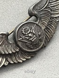 WW II Sterling Silver U. S. ARMY Air Force Air Crew Pilot Wings 3 Scripted Name