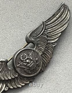 WW II Sterling Silver U. S. ARMY Air Force Air Crew Pilot Wings 3 Scripted Name