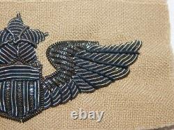 WW II USAAF SENIOR PILOT WINGS Bullion KHAKI CLOTH Embroidered ARMY AIR FORCE