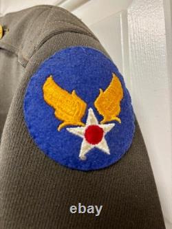 WW II US Army Air Corps Officer Dress Uniform Jacket with Flight Cap -April 1945